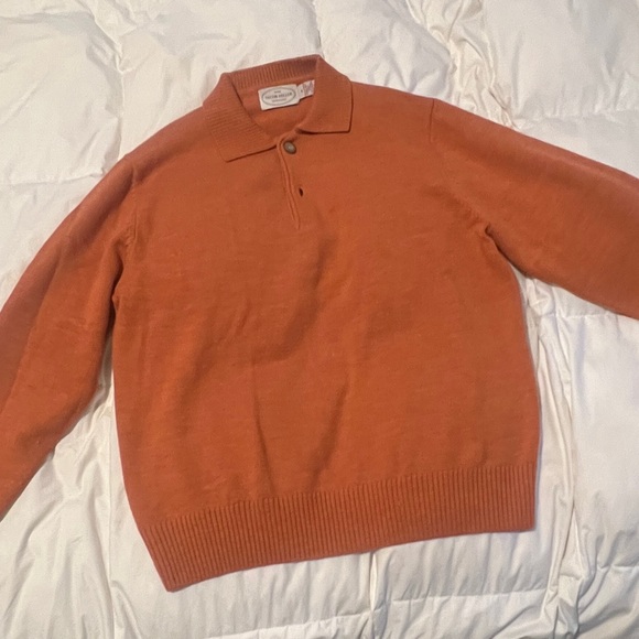 Jacob Miller 100% Merino Wool Collared Sweater - M - Burnt Orange - Picture 2 of 9